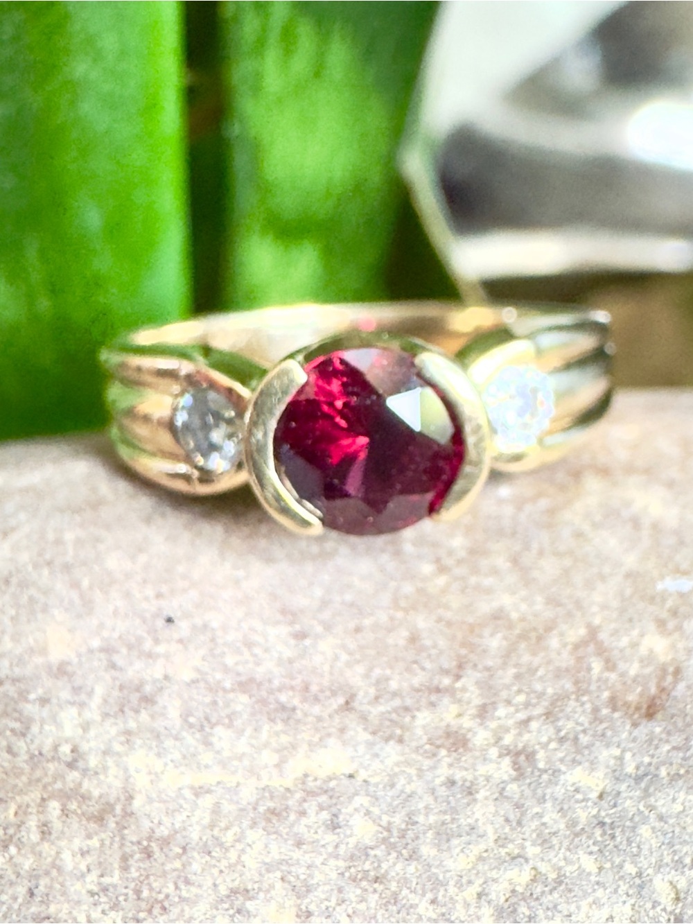 Artisan Garnet & Diamonds Ring
